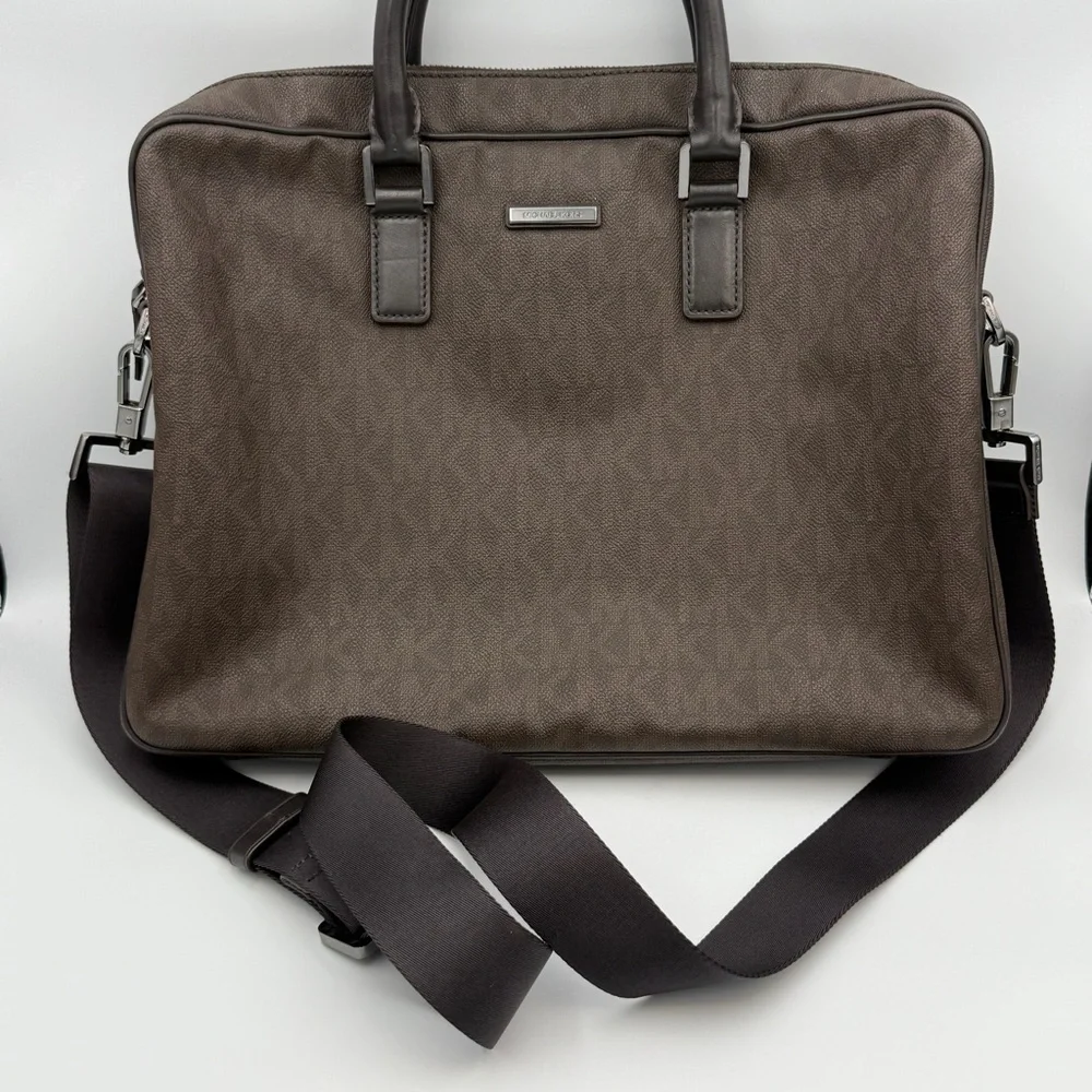 Michael Kors Signature MK Brown Men's Laptop Travel Bag